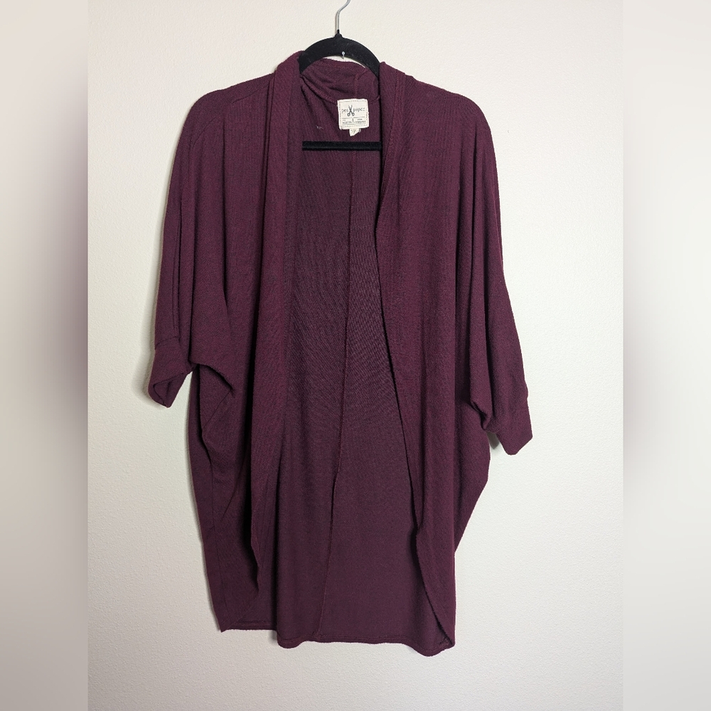Pen And Paper Women's Open-Front Cardigan in Plum Size M